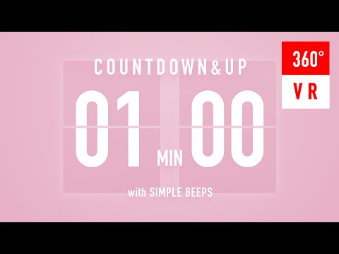 1 Minute Countdown & Countup Timers :VR 🌸 Flip Clock with Simple Beeps 🔔