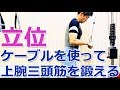 ケーブルを使って上腕三頭筋を鍛えるトライセプスエクステンションの方法/筋トレ実践講座
