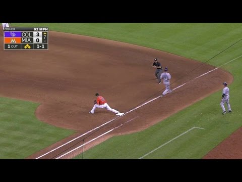 COL@MIA: LeMahieu plates Hundley on fielder's choice