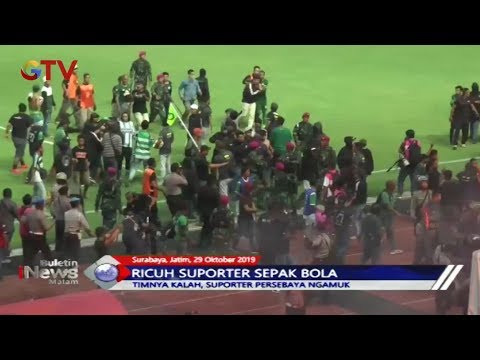 Laga Persebaya vs PSS Sleman Berakhir Ricuh, Bonek Mengamuk dan Masuk Lapangan - BIM 29/10