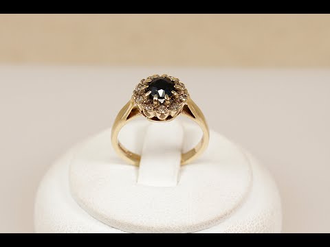 9ct Gold Sapphire & Diamond Cluster Ring      #4929