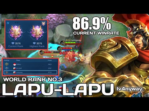 86.9% WINRATE LAPU-LAPU GAMEPLAY | BEST BUILD 2021 | WORLD RANK NO 3 LAPU-LAPU TIPS by Iv4nyway.| ML