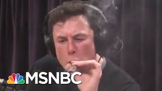 Tesla CEO Elon Musk Smokes Weed During Joe Rogan Podcast Interview | Velshi &amp; Ruhle | MSNBC