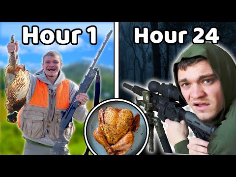 Eating Only What I Hunt for 24 Hours! (i almost starved)