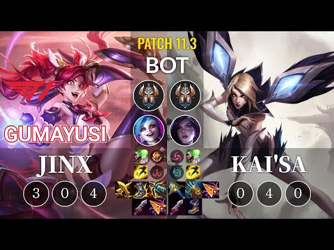 T1 Gumayusi Jinx vs Kai'Sa Bot - KR Patch 11.3