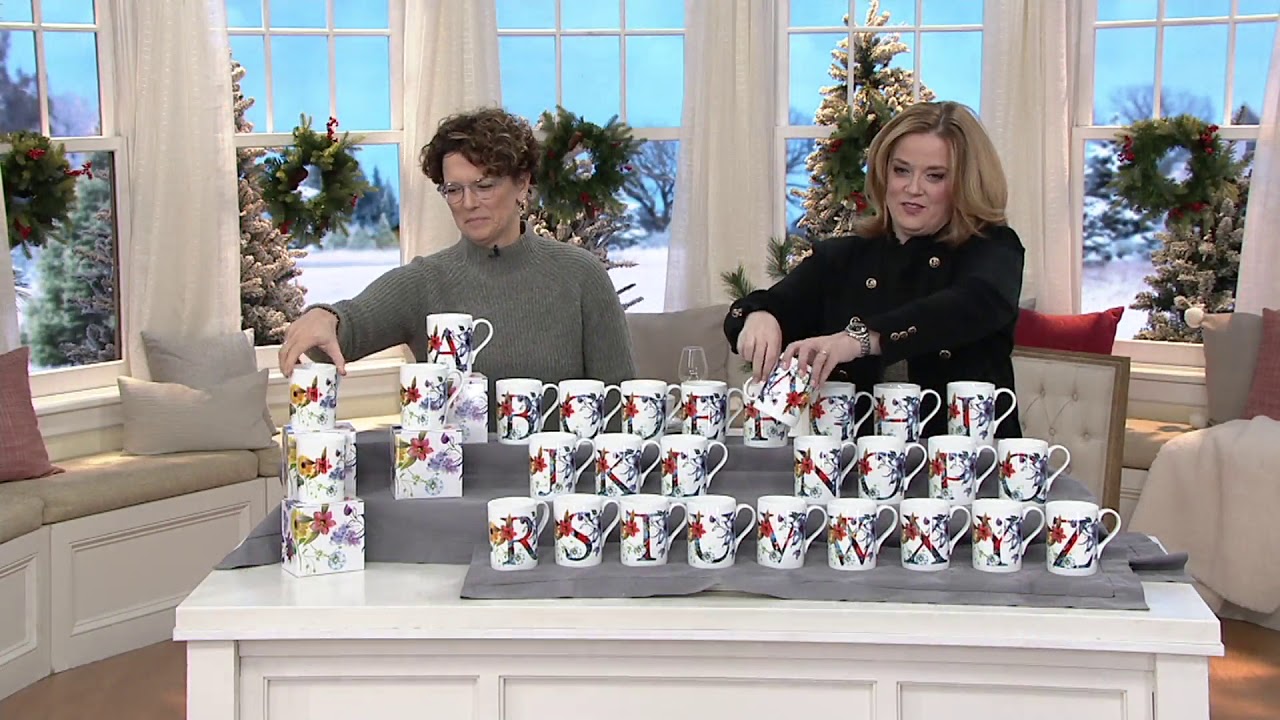 Cook's Essentials Set of 2 Monogram Mug Gift Set with Box on QVC
