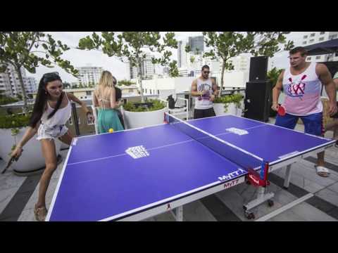 Fun ping pong action between Soo Yeon Lee and Rob Gronkowski