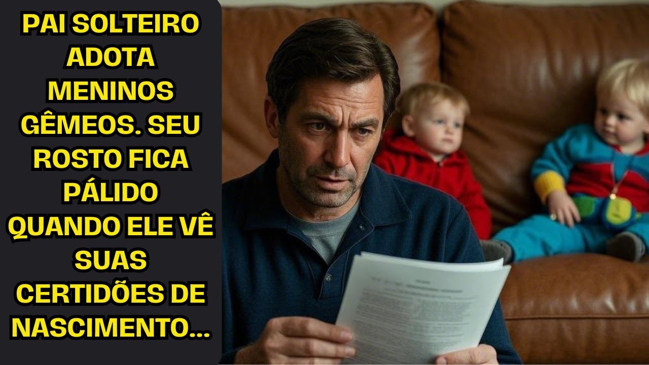 Pai solteiro adota meninos gêmeos. Seu rosto fica pálido quando ele vê suas certidões de nascimento