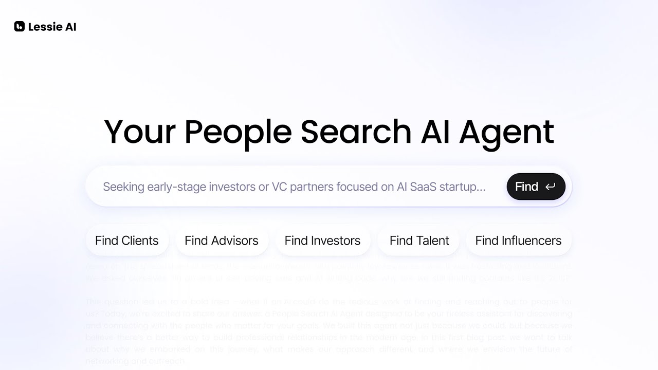 Lessie AI 产品演示视频