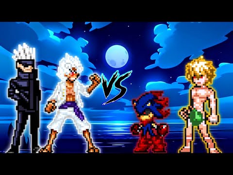 Luffy G5 V2 OP & Limitless Gojo OP VS Sonic exe OP & Adam Full Power OP in Jump Force Mugen