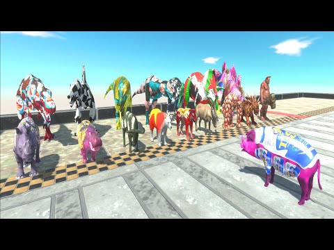 Which Is The Fastest get a pink pig - Colored Animals Races in Animal Revolt Battle Simulator part 1