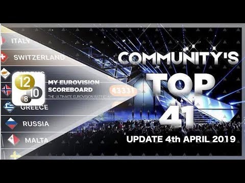 ESC Eurovision 2019 Top 41 of My Eurovision Scoreboard App Community 4th April 2019