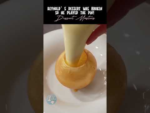 Reynold’s dessert was broken so he played the pin! #dessertmasters #masterchefaustralia