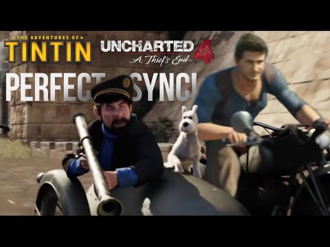 The Tintin chase scene syncs up perfectly with "Cut to the chase" from Uncharted 4.