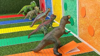 Aprende Nombres de Dinosaurios para Niños con Bolas de Colores Tiranosaurio Rex Carnotaurus Sinocera