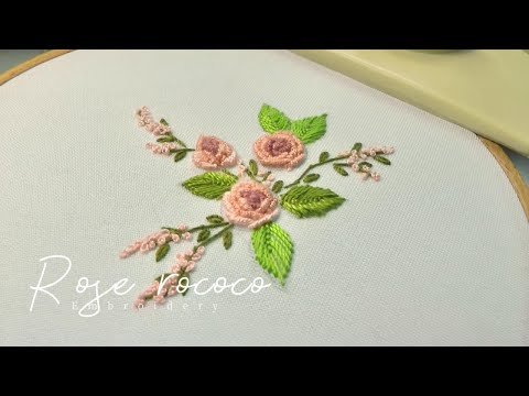 3d Rose Rococo bouquet Hand Embroidery