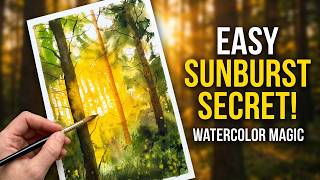 How to Paint a Magical Sunburst Watercolor Forest!