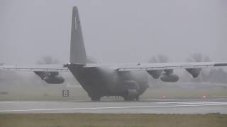 good Damaged  Italian Air Force C130J MM62177 takkes off  RAF Mildenhall UK 12Dec16 228p