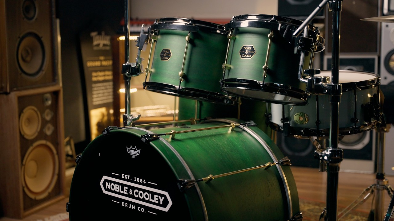 Noble and Cooley Walnut Ply 4pc Drum Kit - Green Stain Matte