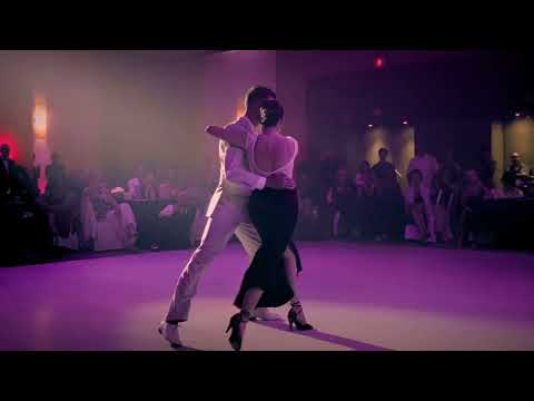  Alejandra Orozco  and  Luciano Brigante  are  dancing  to  the  tango  "  Comparsa Criolla  "  by  Ricardo Tanturi  at  Tango Maya Festival  in  2023