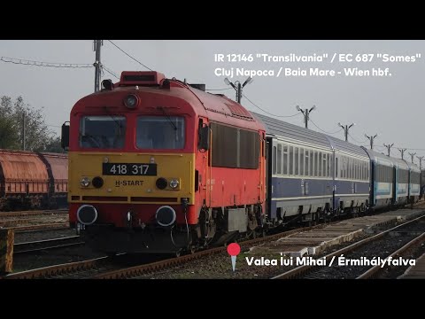 The IR 12146/ EC 687 Cluj Napoca/Baia Mare - Wien hbf. train leaving Valea lui Mihai Border Station