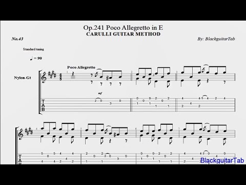 Carulli Guitar-Op.241 Poco Allegretto in E (No.43)/BlackguitarTab