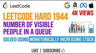 YouTube video 'Leetcode Hard 1944 Number of Visible People in a Queue - Solved Using Monotonically Increasing Stack'