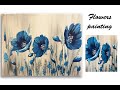 How to paint Flowers/ Demo /Acrylic Technique on canvas by Julia Kotenko