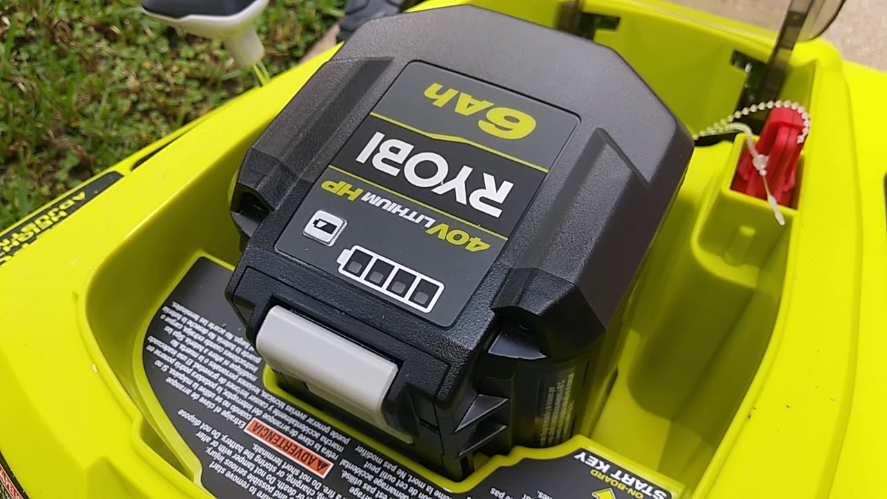 Cuanto es la duración de una batería de 40 Voltios RYOBI en una cortadora de césped.