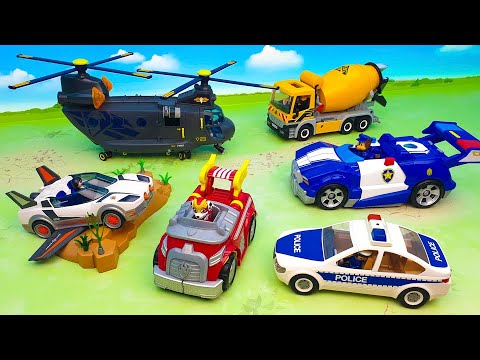 Paw Patrol Marshall and Chase rush to the rescue. Transforming vehicle toys. | Toys Review for Kids