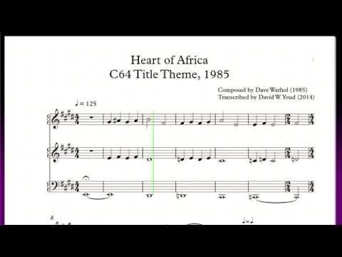 C64 Heart of Africa, Game Title Sheet Music (Dave Warhol 1985)