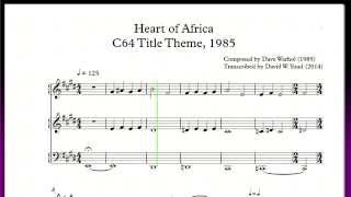 C64 Heart of Africa, Game Title Sheet Music (Dave Warhol 1985)