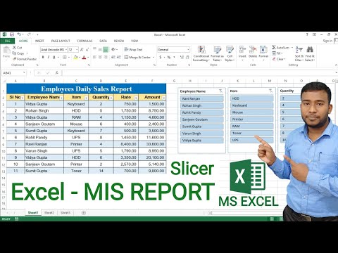 Excel - MIS Report | How to Create MIS Report in Excel using Slicer | MIS Report in Excel