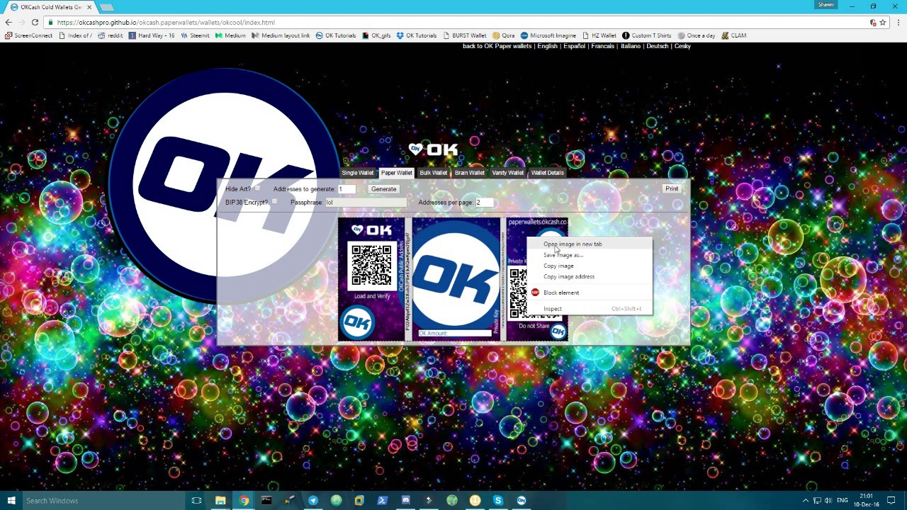 Tutorial : export any private key for a paper wallet