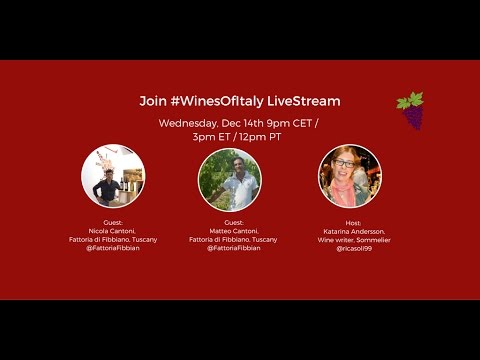 WinesOfItaly LiveStream with guest Fattoria di Fibbiano, Tuscany