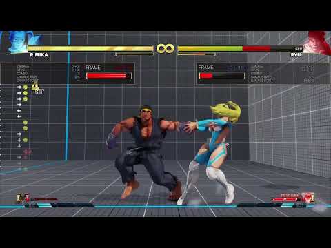 SFV R.Mika #46 corner V-Trigger1 combo to mix-up 271dmg/440stn + 317dmg/445stn