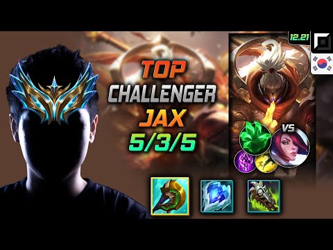 Challenger Top Jax Build Divine Sunderer Grasp of the Undying - Jax Top vs Fiora - LOL KR 12.21
