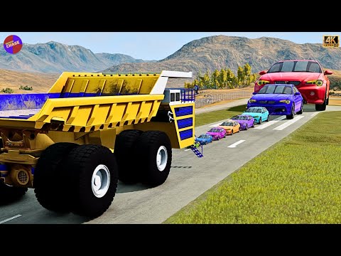 Giant & Small Cars Vs Giant Belaz in  BeamNG.drive 🔥