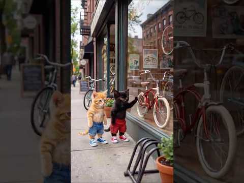 شيكو والعجلة الحمراء: اكتشف المفاجأة السرية في الفيديو! 😻🚲#short #cat #ai