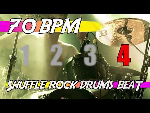 ✅ 70 BPM Backing Track 🥁 Ten minutes of shuffle rock drums beat