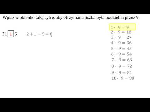 Wpisz w okienko taką cyfrę, aby otrzymana liczba była podzielna przez 9.