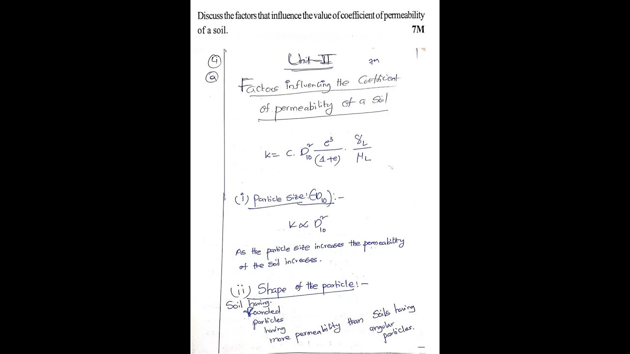 Factors affecting permeability of soil