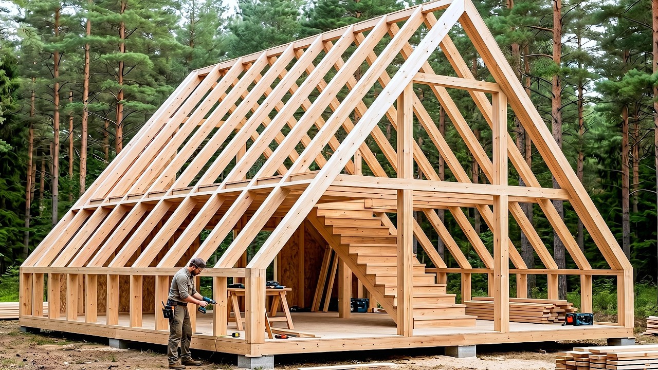 Men Build a Dream A-Frame House in the Forest | Start to Finish by @LankHome