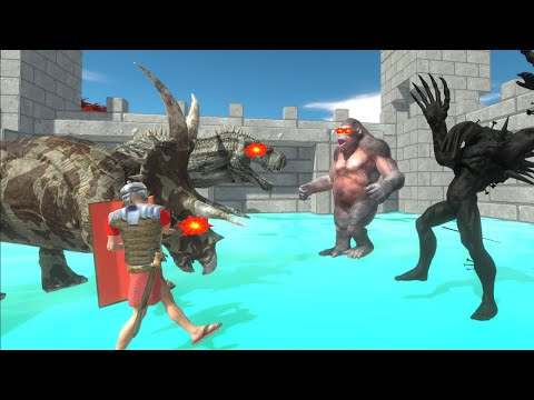 ALL DINOS + ANCIENT HUMANS CHALLENGE GORO + SCOURGE CATTLE  - ANIMAL REVOLT BATTLE SIMULATOR