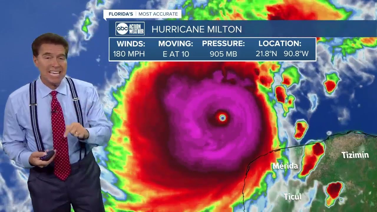 Latest on Category 5 Hurricane Milton with 180 mph winds, one of strongest hurricanes ever in Gulf