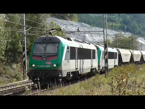 BB36000 : Convoi de wagons Transcéréales se dirige vers la gare de Modane