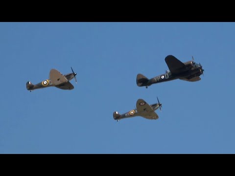 Battle of Britain Display Spitfires, Hurricanes, Blenheim ~ Flying Legends 2019 Airshow Duxford