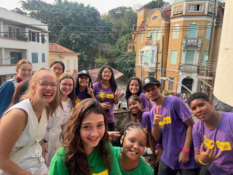 Favela Brass and the German Jugendmusikkorps playing together in Rio in 2024