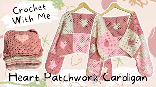 HEART PATCHWORK CROCHET CARDIGAN | Crochet Tutorial | Simple and Easy