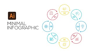 Line Cycle 8 Steps infographic Design: Illustrator Tutorial